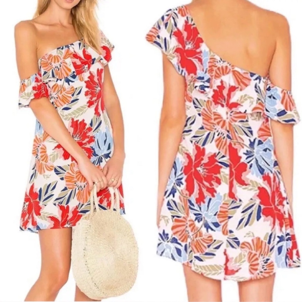 Astr Floral One-Shoulder Dress